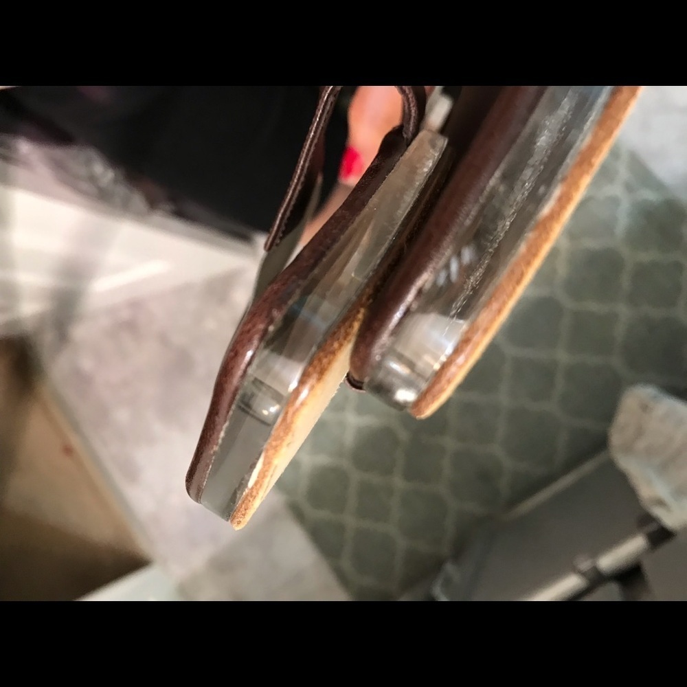 Chanel size 10 brown leather authentic Chanel sandal transparent detail - Picture 15 of 16